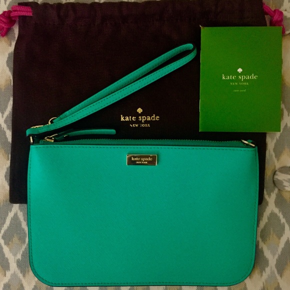 kate spade Handbags - Kate Spade Teal Leather Wristlet NWOT